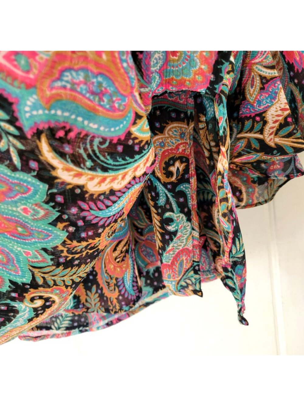 Linea By Louis DellOlio Paisley Print Long Sleeve Blouse 1X Polyester Multi-Colo - Picture 5 of 8